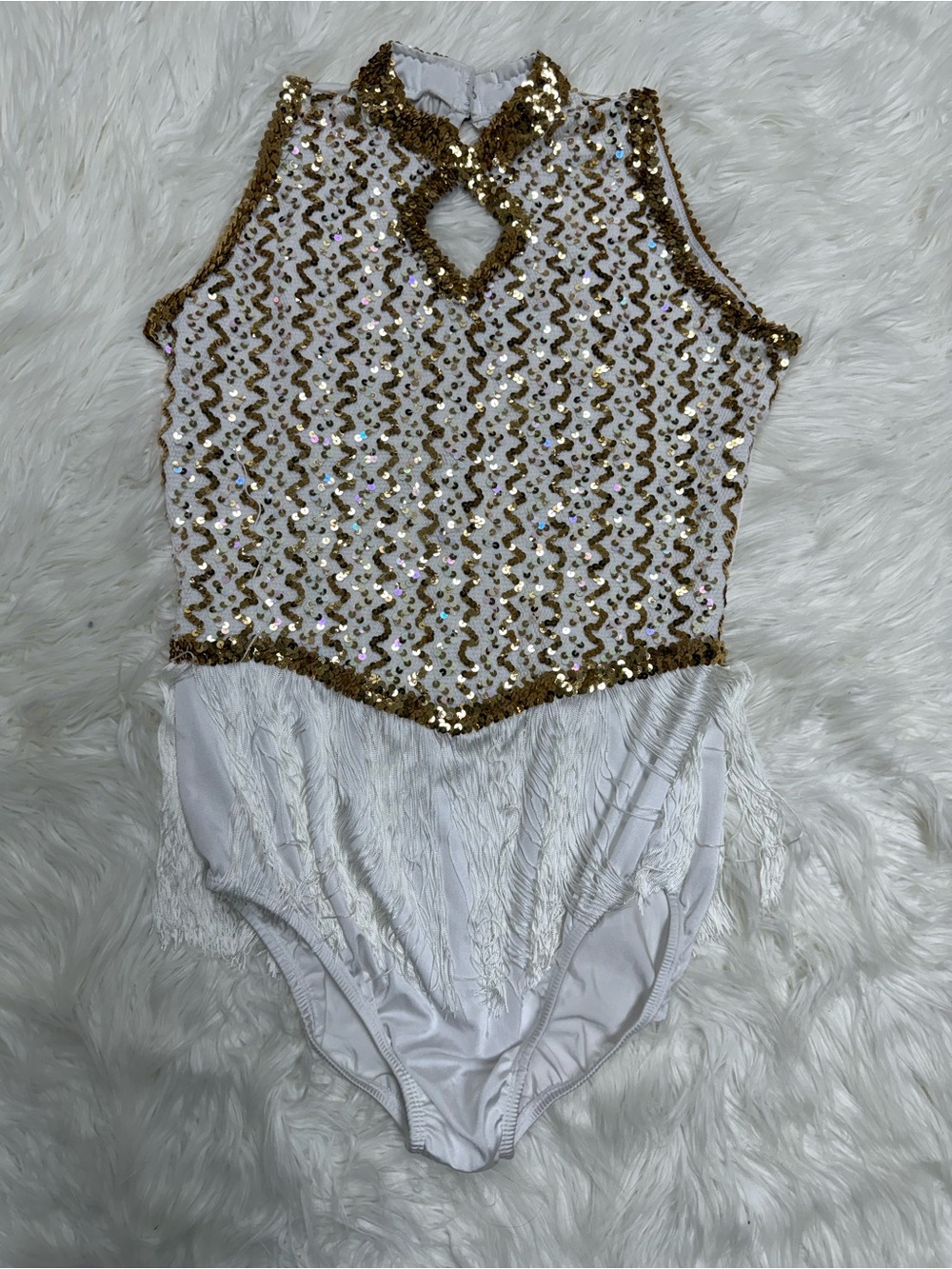 Beautiful White & Gold Custom-Style Dance Costume by Algy!
